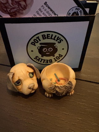 Pot Bellys Bowwow Dog Trinket box 2001, removable head 2"