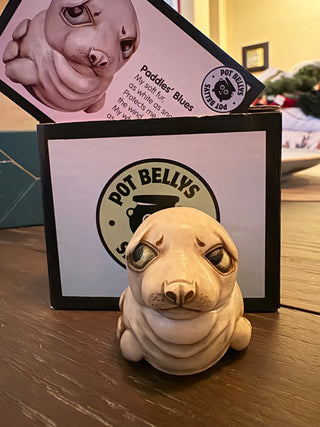 PotBellys "Paddles" seal trinket box/figure, 2001 -- 2"