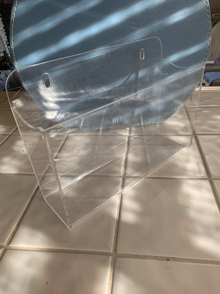 Vntg blue round travel case 15x16”
