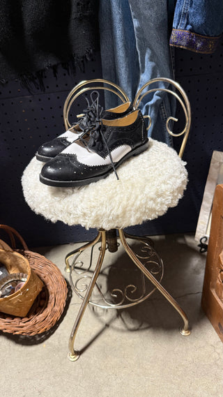 Vintage Fuzzy Brass Vanity Chair