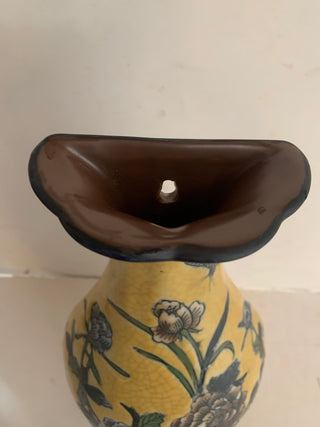Vntg Flat back vase Brain Bros 12”