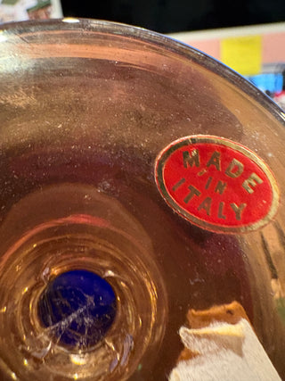 Vtg. Italian blue & Red Glass Vases  - set of 2