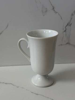 Vintage Porcelain Footed Coffee Mug | Purple and Yellow Pansy Floral