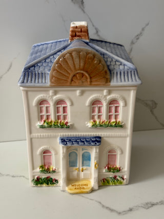 Vintage 1983 Avon Townhouse Ceramic Canister - Size “L” (Large)
