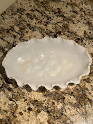Milk Glass Blossom Dish