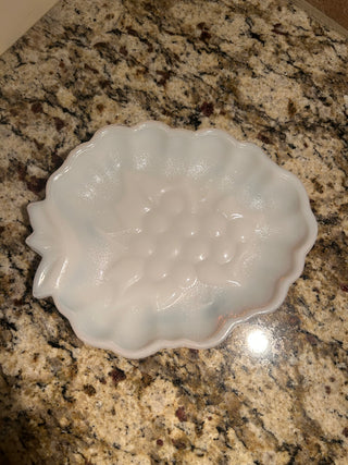 Milk Glass Grape Cluster Relish Dish