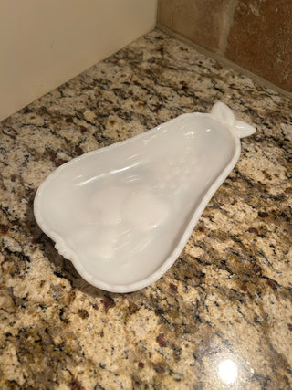 Milk Glass Pear Dish