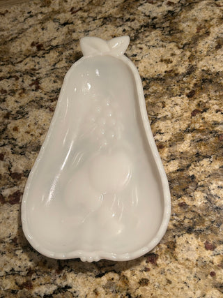 Milk Glass Pear Dish