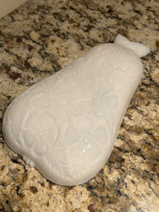 Milk Glass Pear Dish