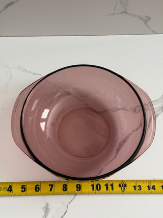 Vintage Pyrex Cranberry Amethyst Glass 2-Quart Round Casserole Dish Bowl