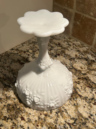 Milk Glass Cabbage Rose Open Compote