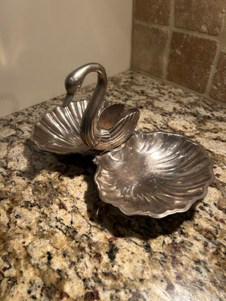 Vintage Silver Plated Swan Serving Dish