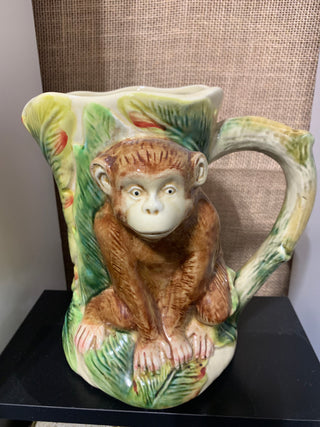 RARE "MAJOLICA" STYLE MONKEY PITCHER