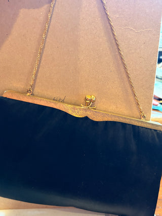 Vtg. Morris Moskowitz MM Satin black evening clutch