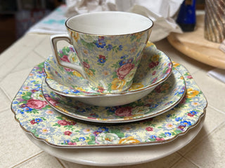 PG-Rose Chintz English Tea set of Four pieces