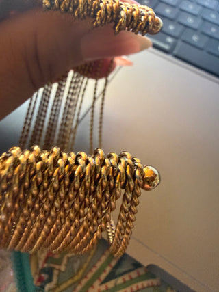 Gold tone 15 Strand twist twisted rope metal bangle cuff  1" Wide