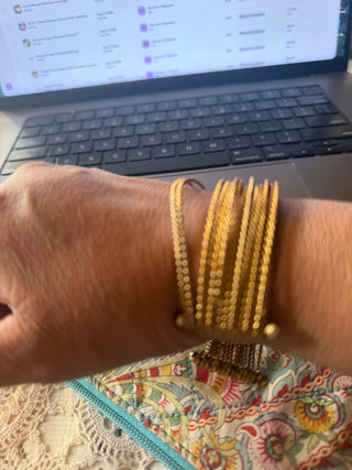 Gold tone 15 Strand twist twisted rope metal bangle cuff  1" Wide
