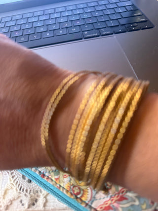 Gold tone 15 Strand twist twisted rope metal bangle cuff  1" Wide