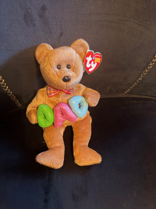 2005 Ty Beanie Babies DAD exclusive Purple "A" Bear w/tag
