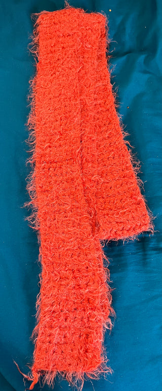 Knitted Frayed Orange Scarf