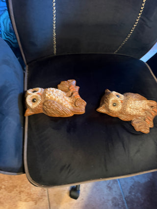Vintage 70's Retro Foam Plastic Resin Pair Brown Owls Wall Hanging Art