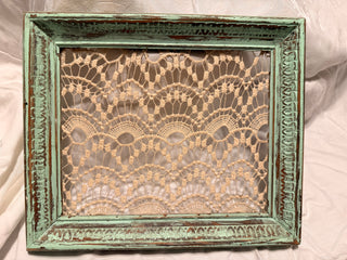 Jewelry Frame Mint Green w/lace