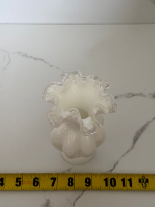 Fenton Silver Crest Milk Glass Melon Vase