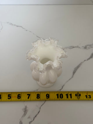 Fenton Silver Crest Milk Glass Melon Vase