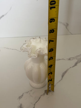 Fenton Silver Crest Milk Glass Melon Vase