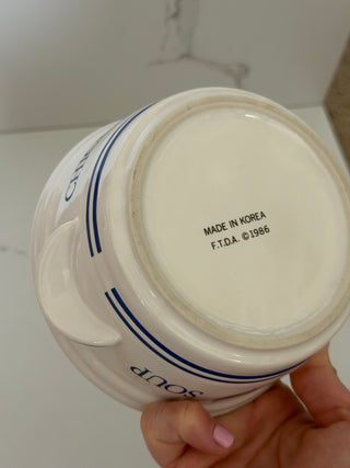 Vintage 1986 FTDA Ceramic Chicken Soup Bowl