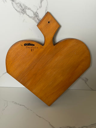 Vintage 1987 Hand Painted Folk Art Wooden Heart Plaque