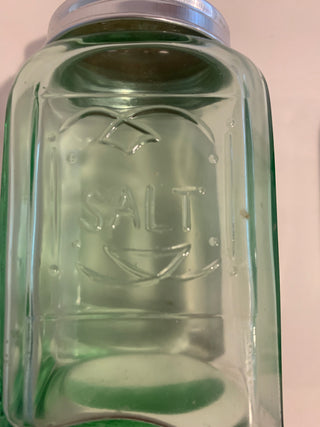 Green glass Salt/Pepper set