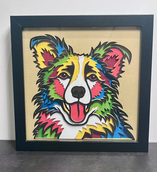Framed Shadow Box - Border Collie