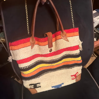 McFadin Sisters Two Bar West Southwestern Blanket Tote Navajo Bag