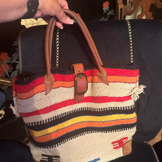 McFadin Sisters Two Bar West Southwestern Blanket Tote Navajo Bag