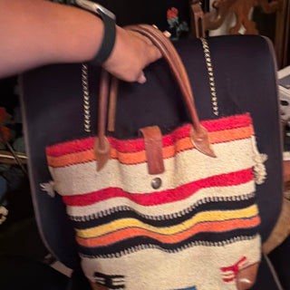 McFadin Sisters Two Bar West Southwestern Blanket Tote Navajo Bag