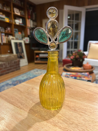 PG-Vintage Glass Bottle with Chandelier Crystal Stopper
