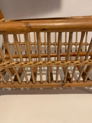 Vntg 11x18 rattan & wicker magazine rack