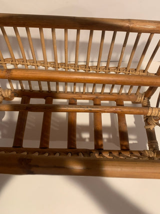 Vntg 11x18 rattan & wicker magazine rack