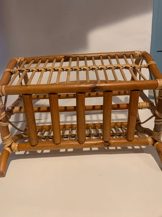 Vntg 11x18 rattan & wicker magazine rack