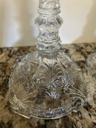 Vintage Indiana Glass “Feather and Scroll” Pressed Glass Candlestick Holder, 1936-1937