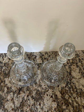 Vintage Indiana Glass “Feather and Scroll” Pressed Glass Candlestick Holder, 1936-1937