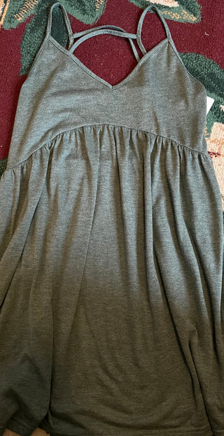 Gray spaghetti strap baby doll sundress