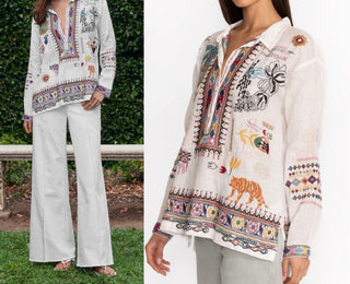 Johnny Was Simmie Blouse Embroidered XL