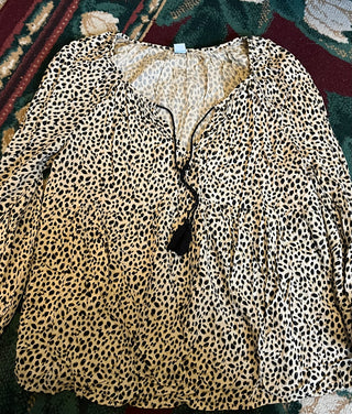 Leopard Print tie-neck Blouse