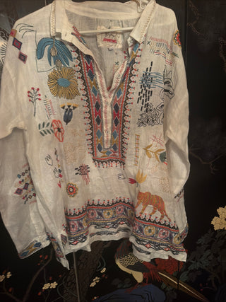 Johnny Was Simmie Blouse Embroidered XL