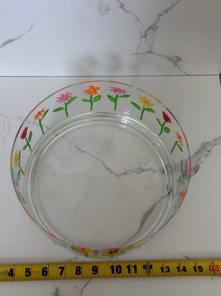 Vintage Mid-Century Style Clear Acrylic Floral Serving Bowl & Individual Bowl Set - 5 Piece