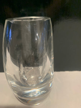 Vntg Ekenas Crystal vase w/Etching 4.5"