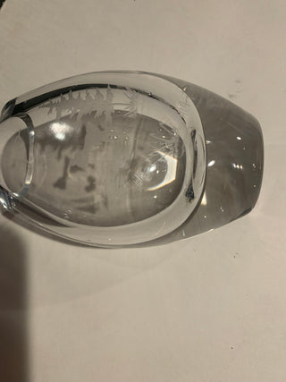 Vntg Ekenas Crystal vase w/Etching 4.5"