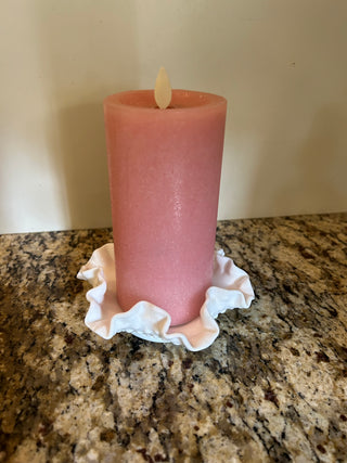 Ruffled Milk Glass  Bonbon Dish/Pillar Candle Holder/Trinket Dish